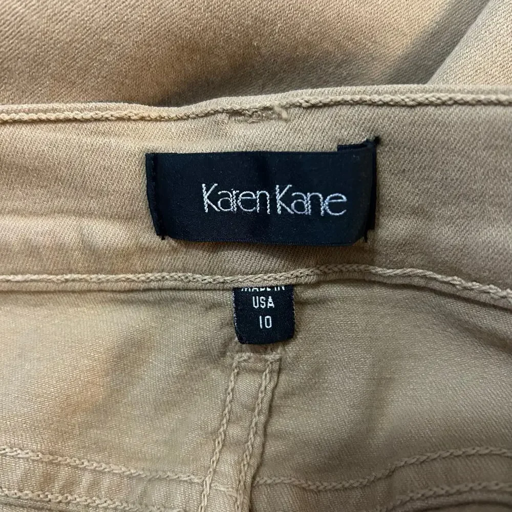 Karen Kane Zuma Twill Skinny Jeans Womens 10 Khaki Stretch Uniform Work Minimal